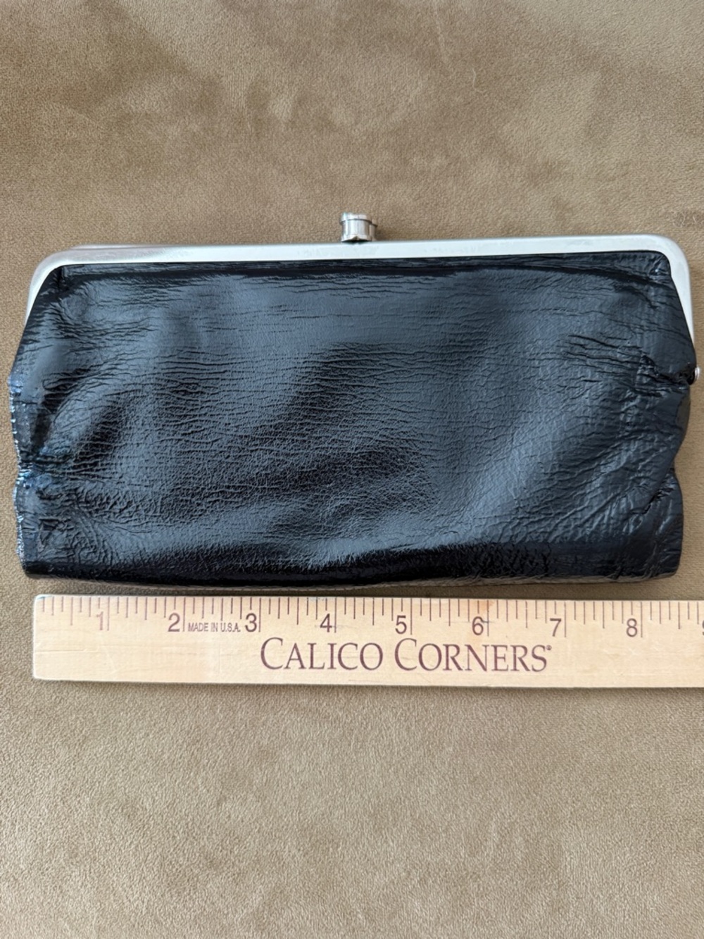 Hobo Lauren Wallet Clutch Black Patent Leather with Silver Hardware Mint Cond - Picture 9 of 9